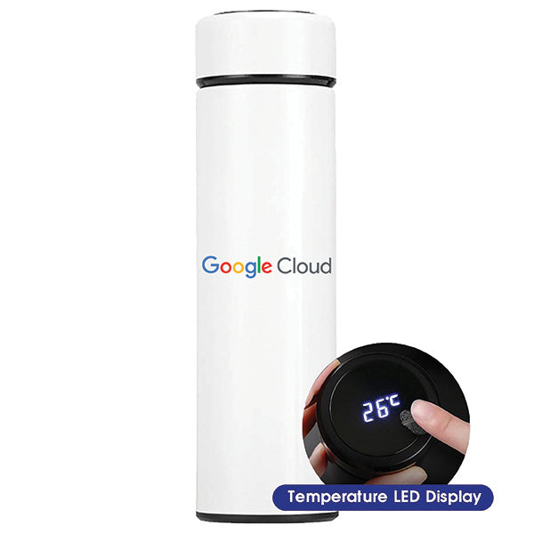 LED Display Thermos Flask (White/Black)