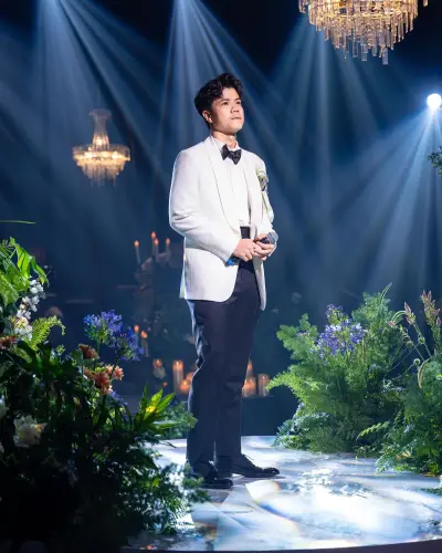 Singer on stage at a corporate dinner