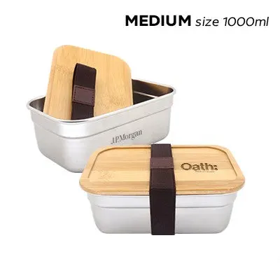 Bamboo Lid Lunch Box M Size (1 Litre)