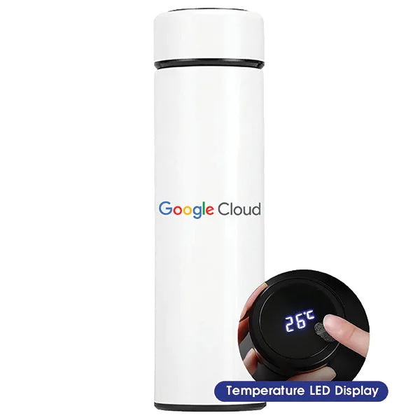 LED Display Thermos Flask (White/Black)