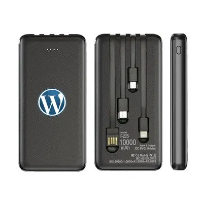 Power Bank With 4 Built-In Cable - 10000mAh