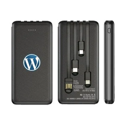 Power Bank With 4 Built-In Cable - 10000mAh